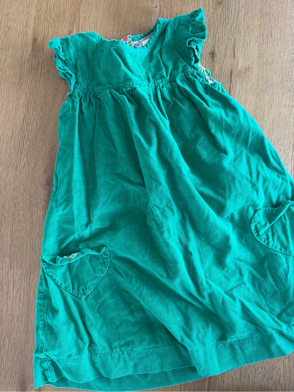 Mini Boden Emerald Green Cotton Dress with Heart Pockets